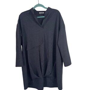 Banana Blue Womens Top Size Large Gray Lagenlook Tunic Plaid Long Sleeve